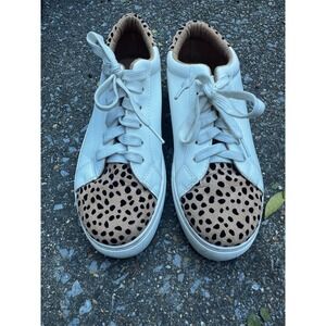 Altard State Womens Cheetah Print Platform Sneakers White Lace Up Shoes Size 7.5